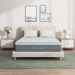 Serweet 8" Breathable Bamboo Charcoal Memory Foam Hybrid Mattress - Medium Firm - Compatible with Platform Bed, Box Spring, or Slat Base - 1 of 4