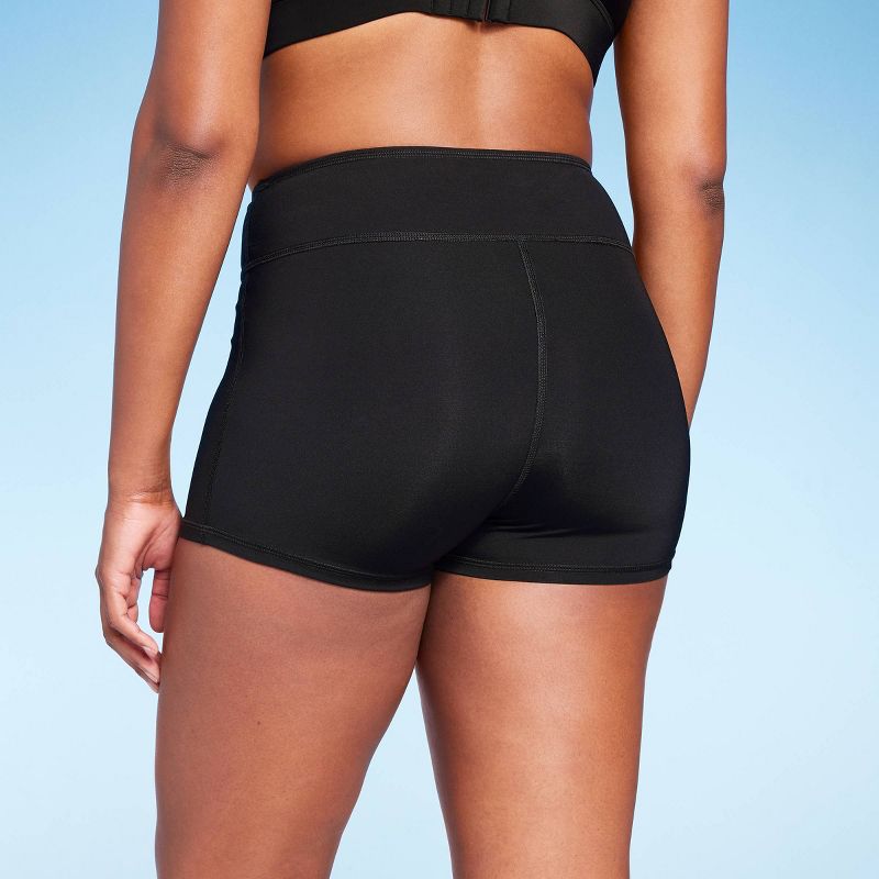 Women's Tummy Control High Waist Swim Shorts - Kona Sol™ Black, 6 of 7