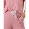INSPIRE CHIC Women's Modal Loose Summer Solid Lace Trim Short Sleeve Carpri Pajama Set - 4 of 4
