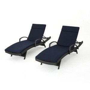 GDFStudio Olivia Gray Rattan Armed Adjustable Chaise Lounges with Cushion(Set of 2) - 1 of 4