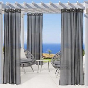 Commonwealth NO SE'EM Curtain Grommet Top Panel 8 Matt Silver Grommets - Black - 1 of 3