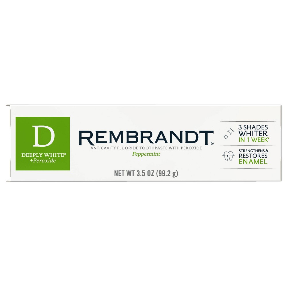 Photos - Toothpaste / Mouthwash Rembrandt Deeply White + Peroxide Whitening Toothpaste with Fluoride, Removes Tough Stains, Rehardens and Strengthens Enamel