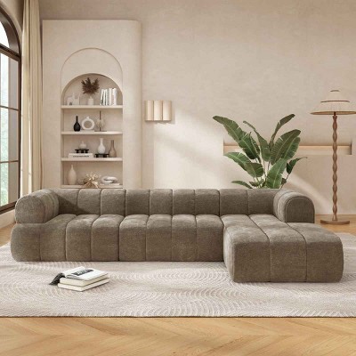 122"  L-Shaped Sectional Sofa Couch, 3 Seat Sectional Sofa with Right Hand Chaise, Modular Sectional Sofa for Living Room,Lounge - Coolbibila