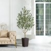 Artificial Olive Tree 5ft/6ft Tall Faux Indoor Plant - Realistic Green Leaves and Black Olives - Decorative Potted Tree for Living Room Home Office - 2 of 4