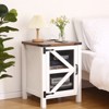 Farmhouse End Table, Rustic Nightstand with Barn Door, 18" Wood Sofa Side Bedside Table with Storage for Bedroom Living Room - 2 of 4