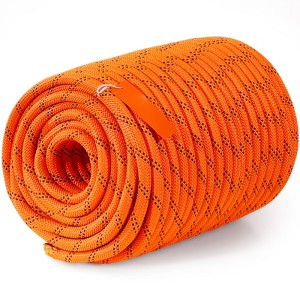 VEVOR Dual-Weave Polyester Cord, 1/2 inch x 220 feet, 48-Strand, 8000 LBS Tensile Strength, Multi-Use Outdoor Rope, Orange/Black - 1 of 4