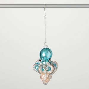 5.75"H Sullivans Iridescent Octopus Christmas Ornament, Blue, Christmas Tree Decor - 1 of 3