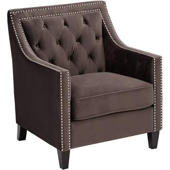 55 Downing Street Tiffany Chocolate Brown Tufted Armchair