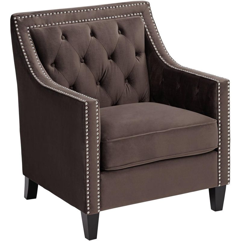 55 Downing Street Tiffany Chocolate Brown Tufted Armchair, 1 of 10