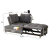 SKRAN versatile foldable sofa bed , modern sofa velvet pull-out bed, loveseat sofa adjustable back and with USB port and swivel phone stand,Grey - 3 of 4