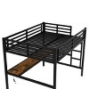 TopComfy Beds Metal Full Size Loft Bed Space Saving Noise Reduced Structure Heavy Duty Bedroom Furniture for Bedroom, Black, 56.7"*68.9"*88.41" - 3 of 4