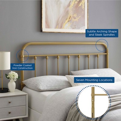 Sage Gold Metal Full Headboard with Adjustable Height