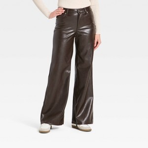 Women's Everyday High-Rise Wide Leg Faux Leather Pants - Universal Thread™ - 1 of 3