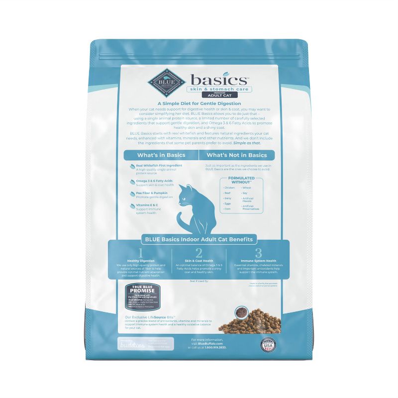Blue Buffalo Basics Skin &#38; Stomach Care Grain Free Natural Indoor with Fish &#38; Potato Adult Dry Cat Food - 11lbs, 4 of 12
