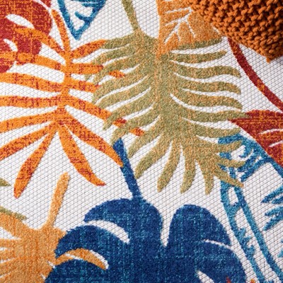 Cabana 6' x 9' Cream and Red Floral Synthetic Area Rug