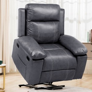 COMHOMA Dual Motor Power Lift Recliner Chair for Elderly Faux Leather Sofa Electric Recliner with Massage Heat, USB Ports, Side Pockets - 1 of 4