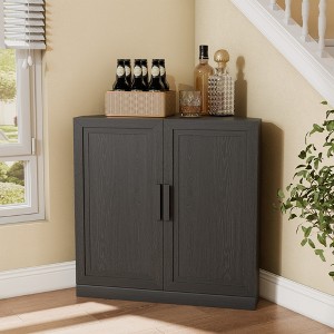 Spassway Black Kitchen and Dining Cabinets Small Corner Wine Bar Cabinet with Adjustable Shelves Kitchen Buffet Sideboard for Dining Room Living Room - 1 of 4