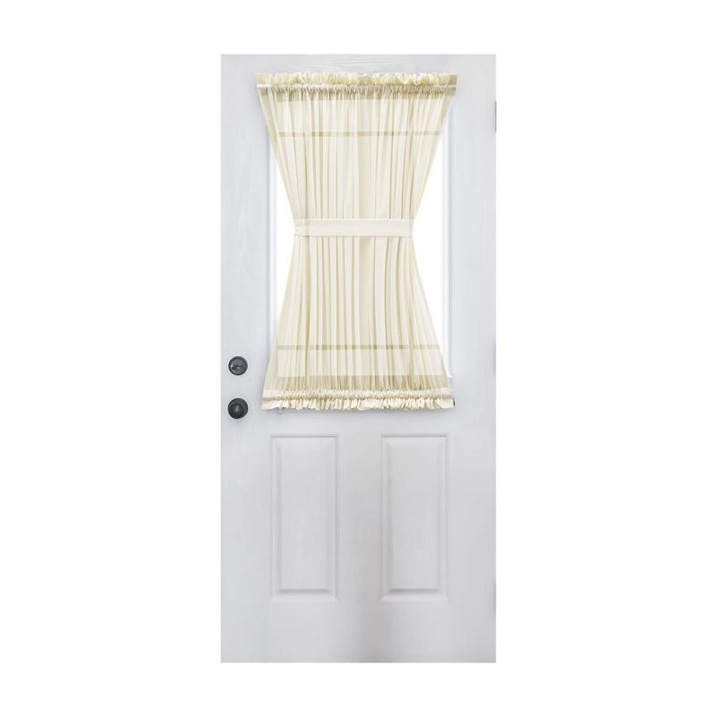 Ellis Curtain Shadow Stripe 1.5" Rod Pocket Semi Sheer Door Curtain Panel Natural, 1 of 5