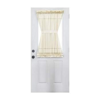 Ellis Curtain Shadow Stripe 1.5" Rod Pocket Semi Sheer Door Curtain Panel Natural