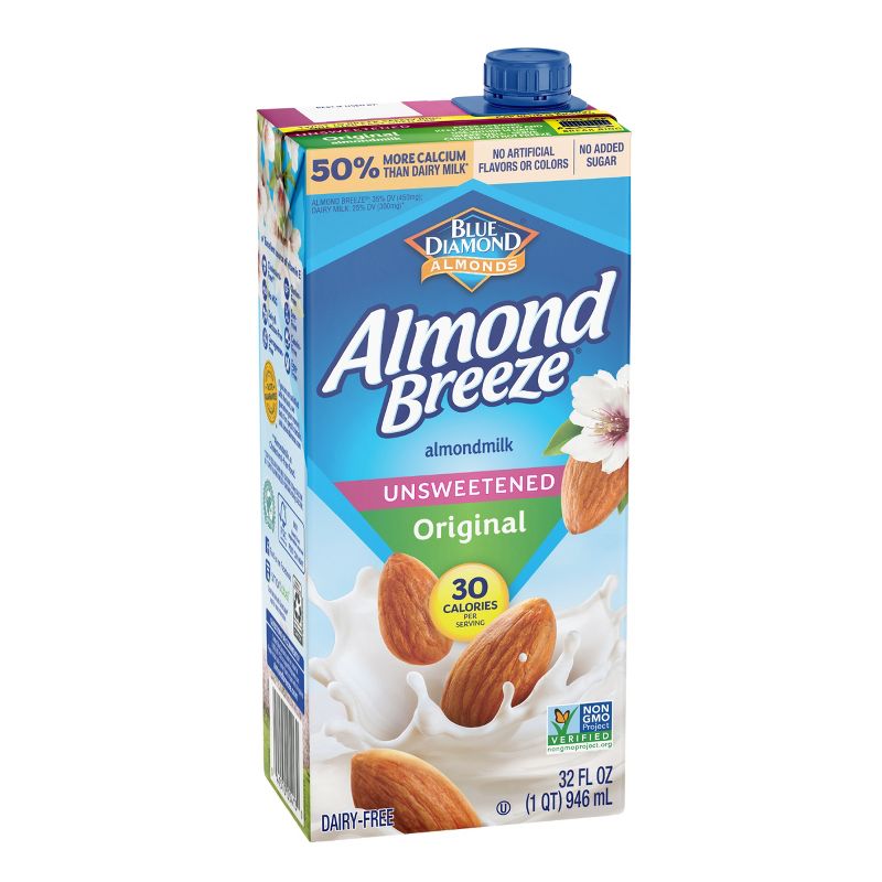 Almond Breeze Unsweetened Original Almond Milk - 1qt, 2 of 11