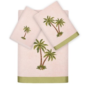 Linum Home Textiles 100% Turkish Cotton PALMERA Embellished Towel Set - 1 of 4