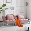MAYEERTY 67.7" Futon Sofa Bed - 5-Position Adjustable Backrest, Velvet Upholstery, Tufted Design, 2 Pillows - 2 of 4