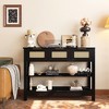ORRD 43.3” Farmhouse Sofa Table with 3 Drawers & 2 Shelves, Entryway Console Table with Rattan Design, Adjustable Shelf & Anti-Tip Strap - 3 of 4