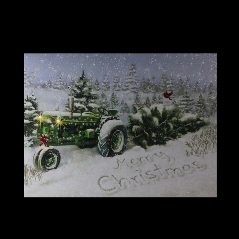 Northlight Fiber Optic and LED Lighted Merry Christmas Tractor Canvas Wall Art 12" x 15.75", 4 of 5