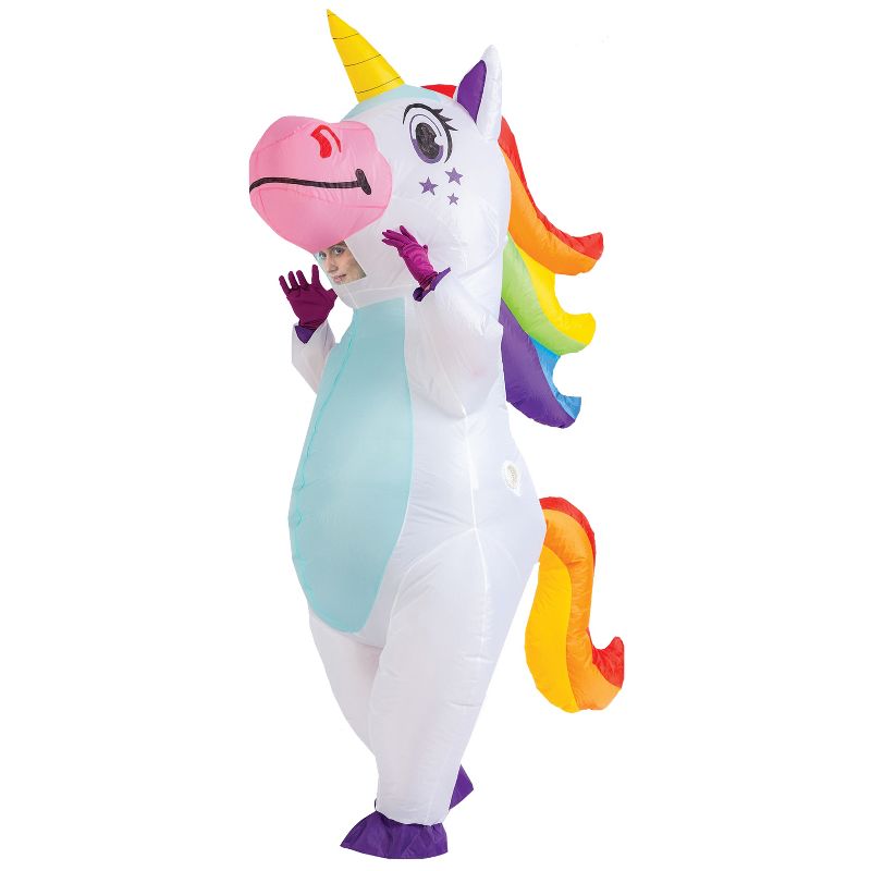 8 FT Adult White Unicorn Full Body inflatable ride a unicorn costume - One Size, 1 of 4