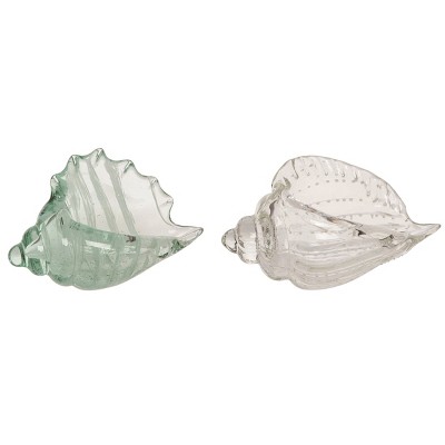 Transpac Glass Sea Shell Set of 2 Spring Home Decorations