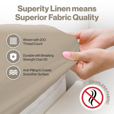 Taupe Full Size Cotton Fitted Sheet - 200 Thread Count