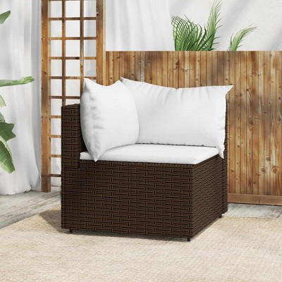 Patio Corner Sofa with Cushions Poly Rattan vidaXL