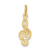 Black Bow Jewelry 14k Yellow Gold Satin and Diamond Cut Treble Clef Charm - 3 of 4
