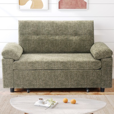 Vipbear 3-in-1 Convertible Sofa Bed,Pull Out Sleeper Sofa & Adjustable Backrest,Chenile Loveseat with Side Pocket for Living Room Tool-Free Assembly