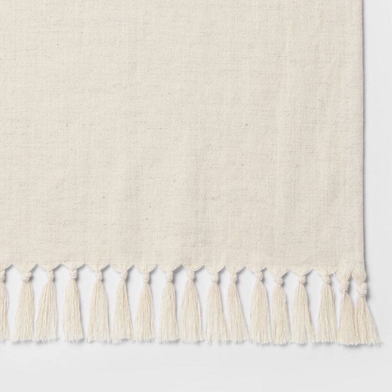 60&#34; x 104&#34; Cotton Slub Tablecloth with Tied Fringe Light Beige - Threshold&#8482;, 4 of 5