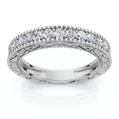 Pompeii3 1/3ct Diamond Ring Vintage Antique Wedding Womens Band 14K White Gold