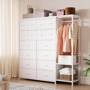 Clothes Rack with 16 Fabric Drawers & 2 Storage Shelve, Tall Dresser for Bedroom, Freestanding Closet Organizer, Wardrobe Closet Clothing Rack - 1 of 4