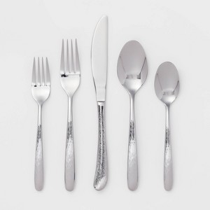 20pc Silver Texture Kayden Silverware Set - Threshold™ - 1 of 4