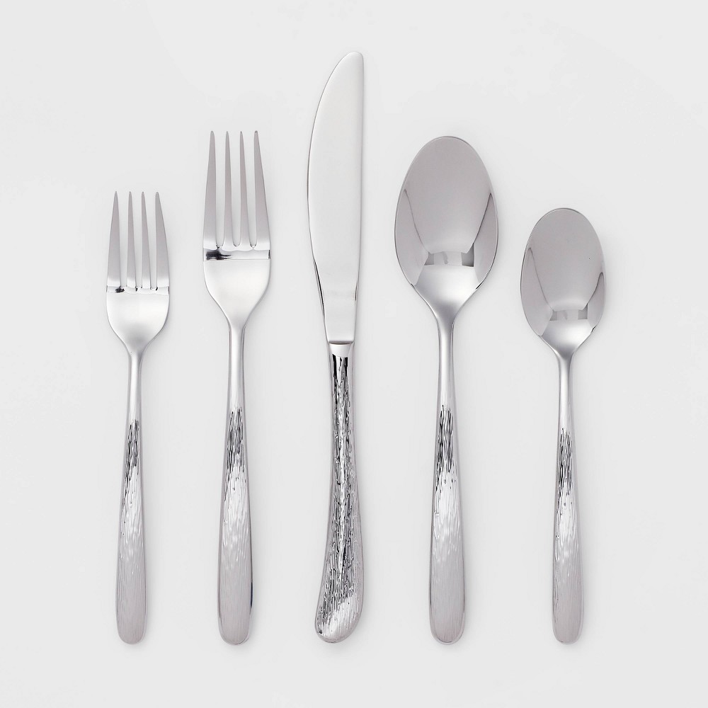 20pc Silver Texture Kayden Silverware Set - Threshold