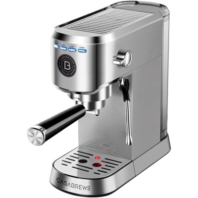 CASABREWS 5418Basic Stainless Steel Compact Espresso Machine: 20-Bar, Milk Frother, Volume Control