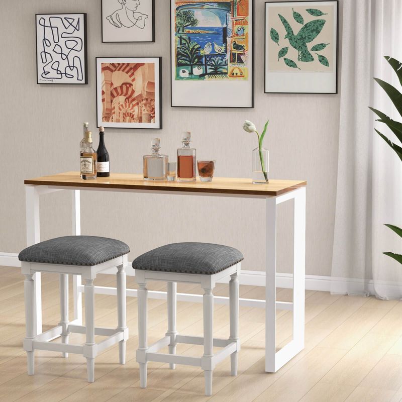 Costway 3 Heights Saddle Stool Set of 2 Square Kitchen Island Stool with Footrests, 4 of 10