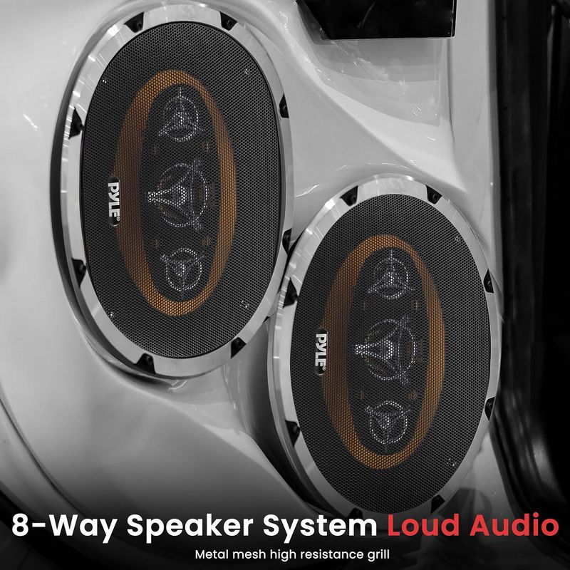 Pyle Car Eight Way Speaker System - Black & Yellow, 4 of 8
