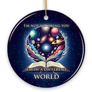 I’m in a Different World Unique Book Lover Ornament, Book Club Christmas Gift| OrnamentallyYou - 1 of 4