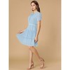Allegra K Women's Swiss Dots Ruched Short Sleeve Elastic Waist Layer Ruffle Hem Dress - 4 of 4