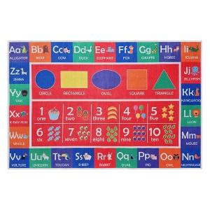Educational Kids Cotton Rug for Playrooms, Kids Rooms, Classrooms, indoor, Play Rug - Red - 1 of 4