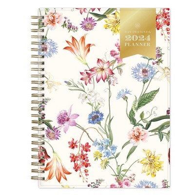 Image of Day Designer 2024 Planner with Notes Pages 5.875"x8.625" Weekly/Monthly Wild Blooms White