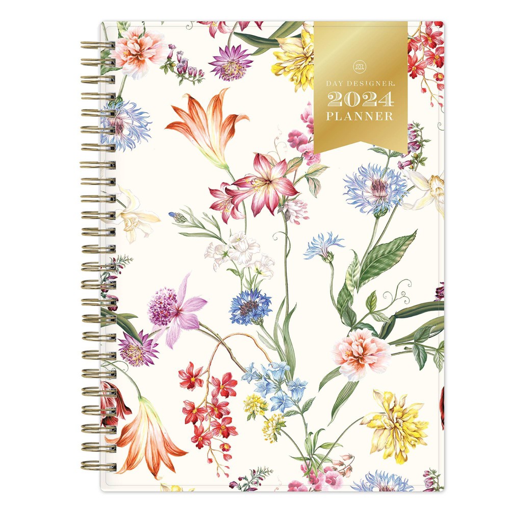 Day Designer 2024 Planner with Notes Pages 5.875"x8.625" Weekly/Monthly Wild Blooms White (( pack of 2 pcs 