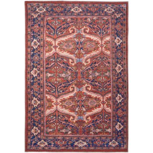Rawlins Transitional Medallion Red/Tan/Blue Area Rug - 1 of 4