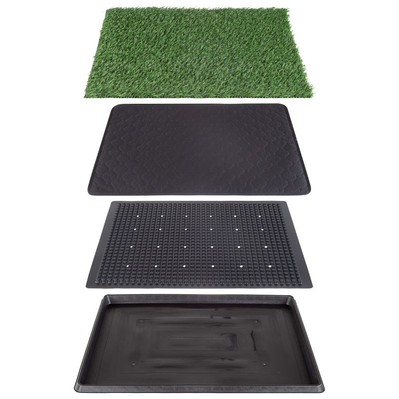 Artificial Grass Puppy Pee Pad for Dogs and Small Pets - 20x25 Reusable 4-Layer Training Potty Pad with Tray - Dog Housebreaking Supplies by PETMAKER, 2 of 8