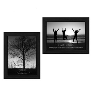 HomeRoots Set Of Two Passion and Teamwork Black Framed Print Wall Art - 1 of 2